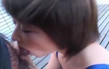 Japanese girl sucking my small cock